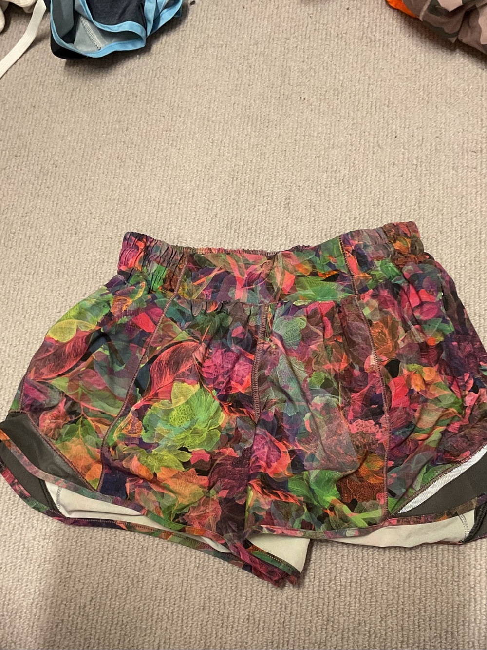 lululemon athletica Multicolor Floral Leaf Print Athletic Shorts
